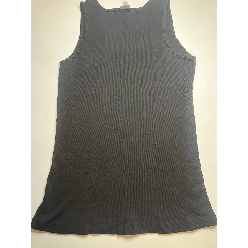 Kat von D Ribbed Black Tank Top Women’s Size Large Logo Front Stretch - Picture 3 of 4